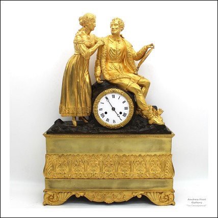 Antico Orologio a Pendolo Carlo X (Restaurazione) in bronzo dorato (H.55) - epoca XIX secolo