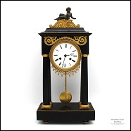 Antico Orologio a Pendolo Portico Direttorio in bronzo dorato e marmo (H.53) - epoca XVIII secolo