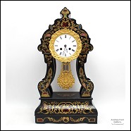 Antico Orologio a Pendolo Napoleone III intarsiato madreperla (H.50) - XIX secolo