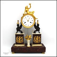 Antico Orologio a Pendolo Direttorio in bronzo dorato e marmo (H.53) XVIII secolo