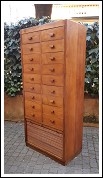 Cassettiera antica archivio, credenza ministeriale, degli anni 30 in rovere