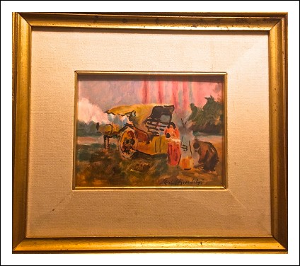 CARLO CHERUBINI, (1897 - 1978 ). Olio su tavola. \" I girovaghi\".